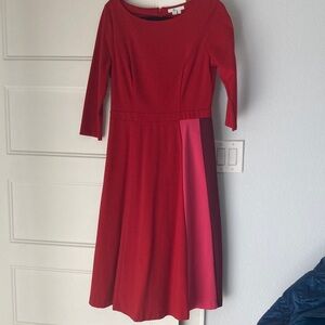 Boden Red and Pink Long Sleeve Dress